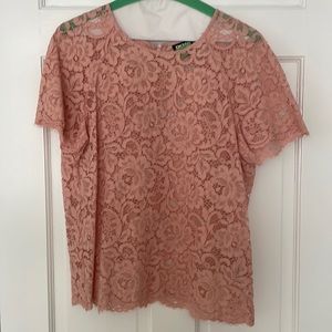DKNY blush pink lace top